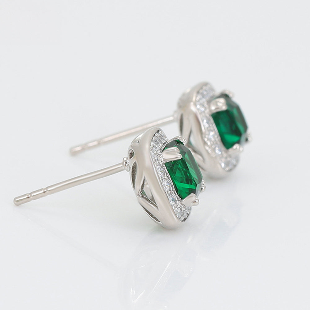 Kolczyki pozłacane z zielonym kryształem emporia® i białym kryształem emporia®