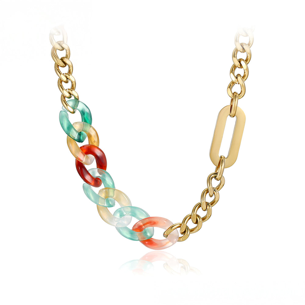 Naszyjnik pozłacany z czerwonym kryształem emporia® i niebieskim kryształem emporia® 2 