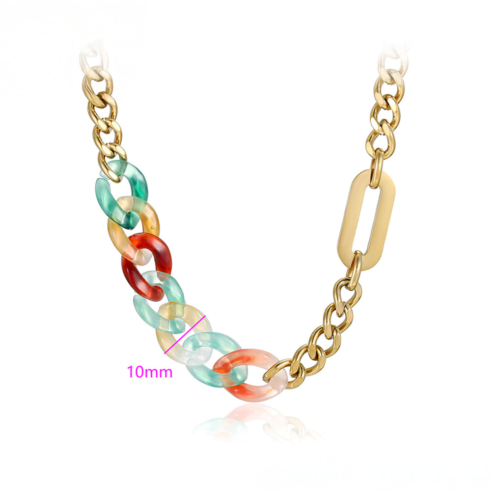 Naszyjnik pozłacany z czerwonym kryształem emporia® i niebieskim kryształem emporia® 3 