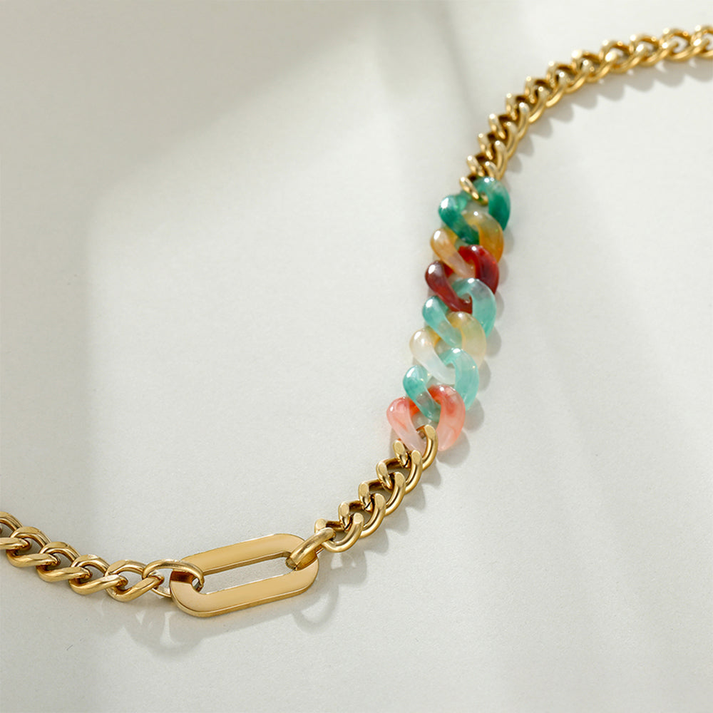 Naszyjnik pozłacany z czerwonym kryształem emporia® i niebieskim kryształem emporia®