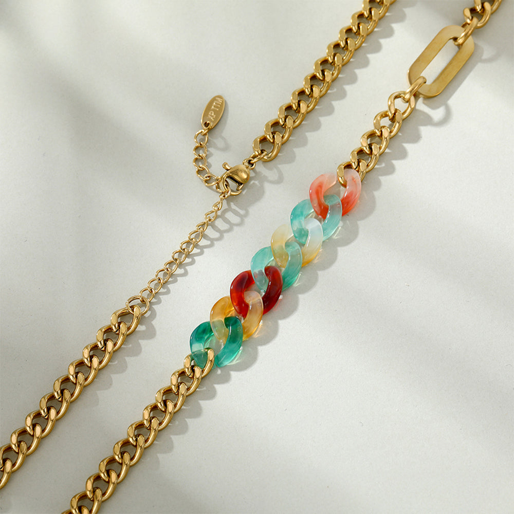 Naszyjnik pozłacany z czerwonym kryształem emporia® i niebieskim kryształem emporia®