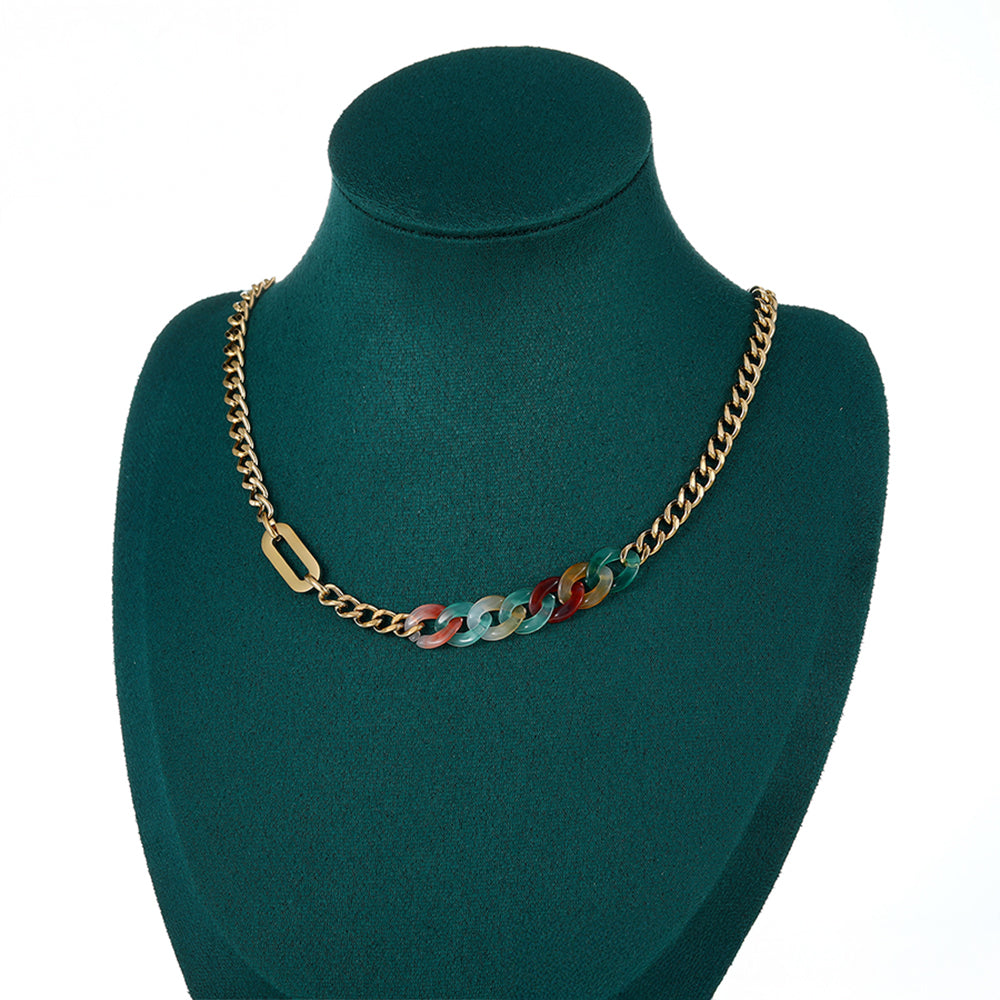 Naszyjnik pozłacany z czerwonym kryształem emporia® i niebieskim kryształem emporia® 8 