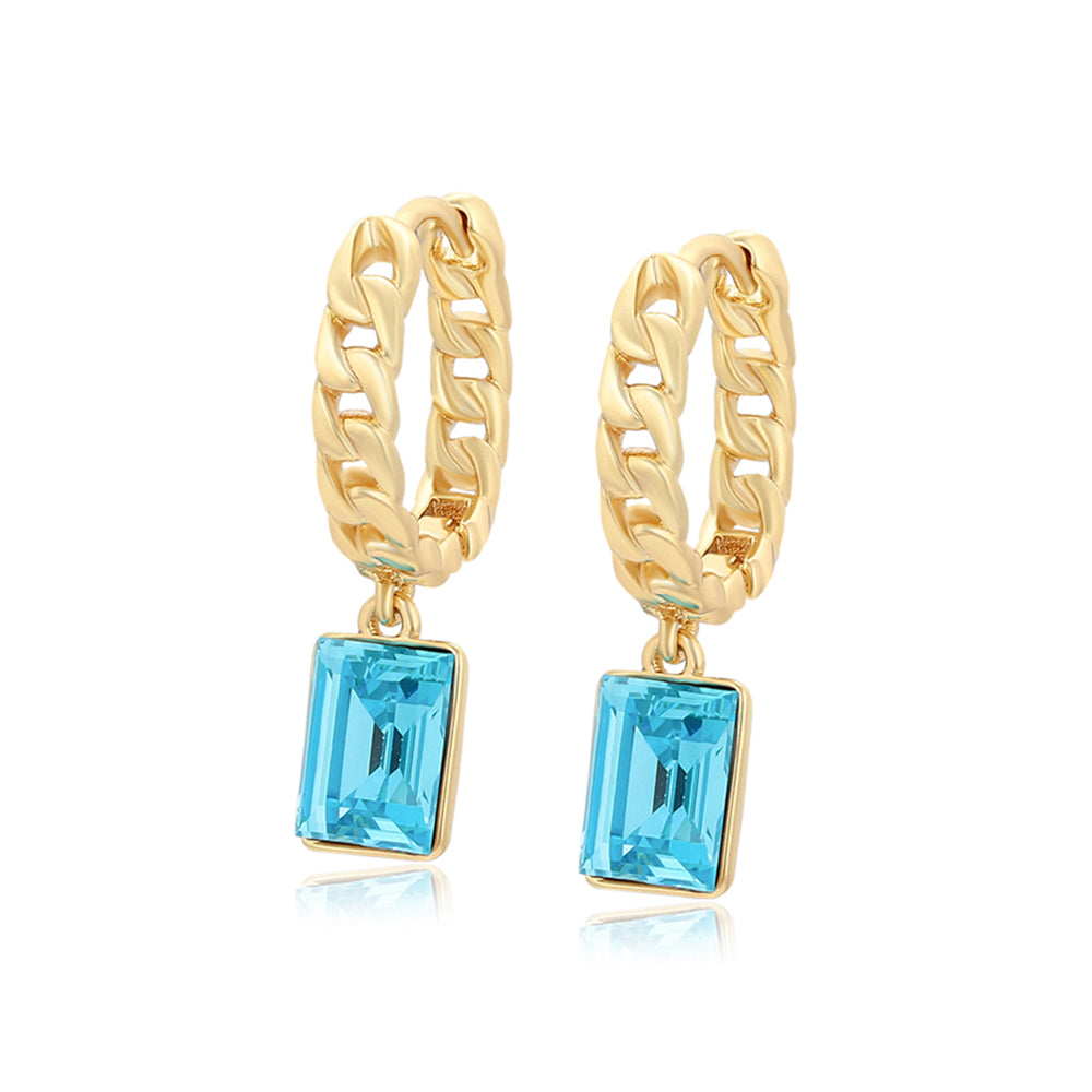 Kolczyki pozłacane z niebieskim kryształem emporia®