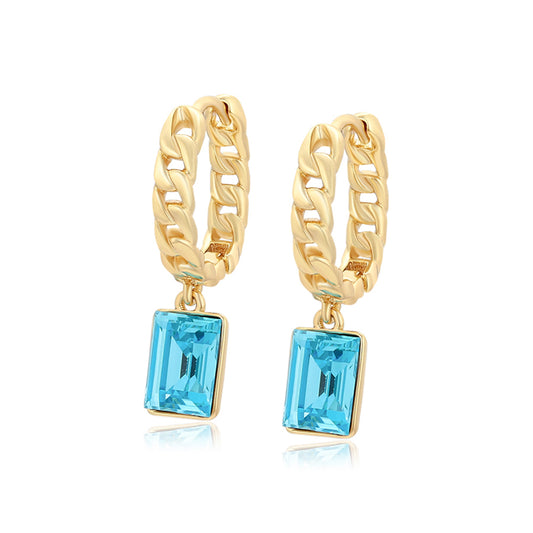 Kolczyki pozłacane z niebieskim kryształem emporia®