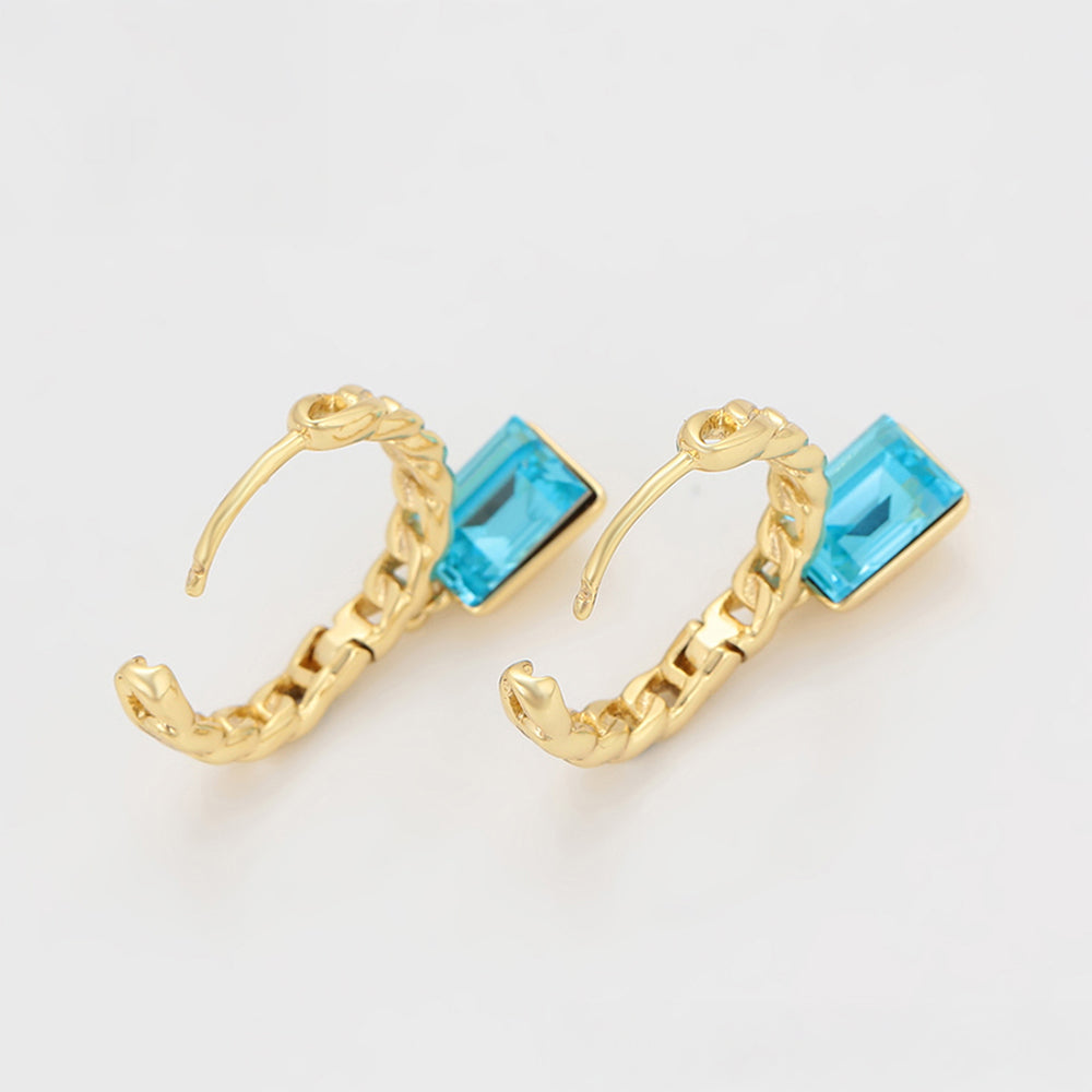 Kolczyki pozłacane z niebieskim kryształem emporia® 5 