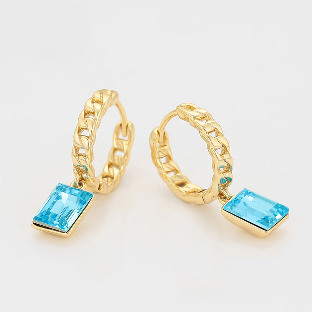 Kolczyki pozłacane z niebieskim kryształem emporia®