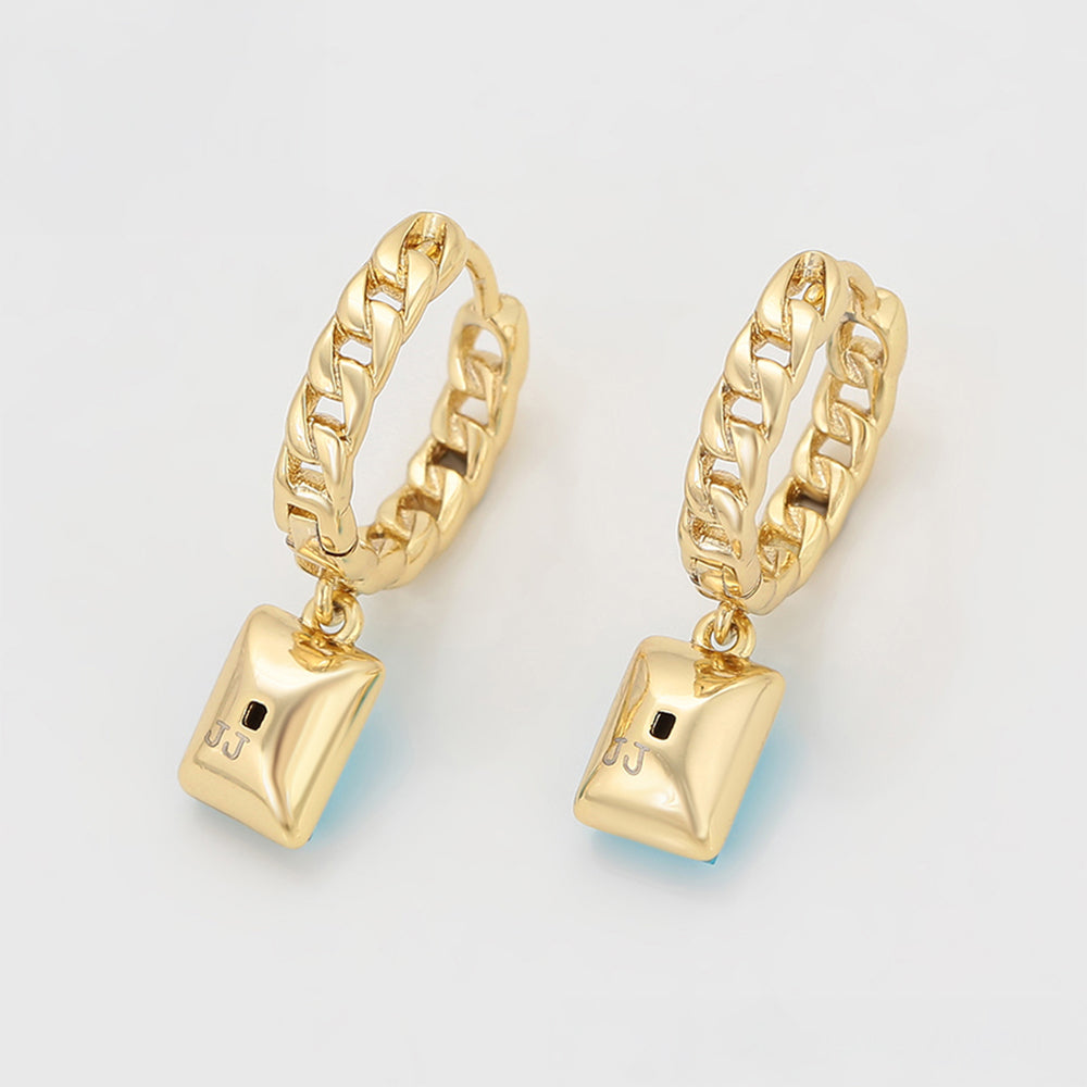 Kolczyki pozłacane z niebieskim kryształem emporia® 7 