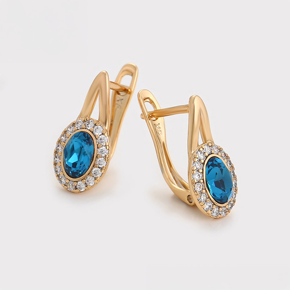 Kolczyki pozłacane z niebieskim kryształem emporia® i białym kryształem emporia®