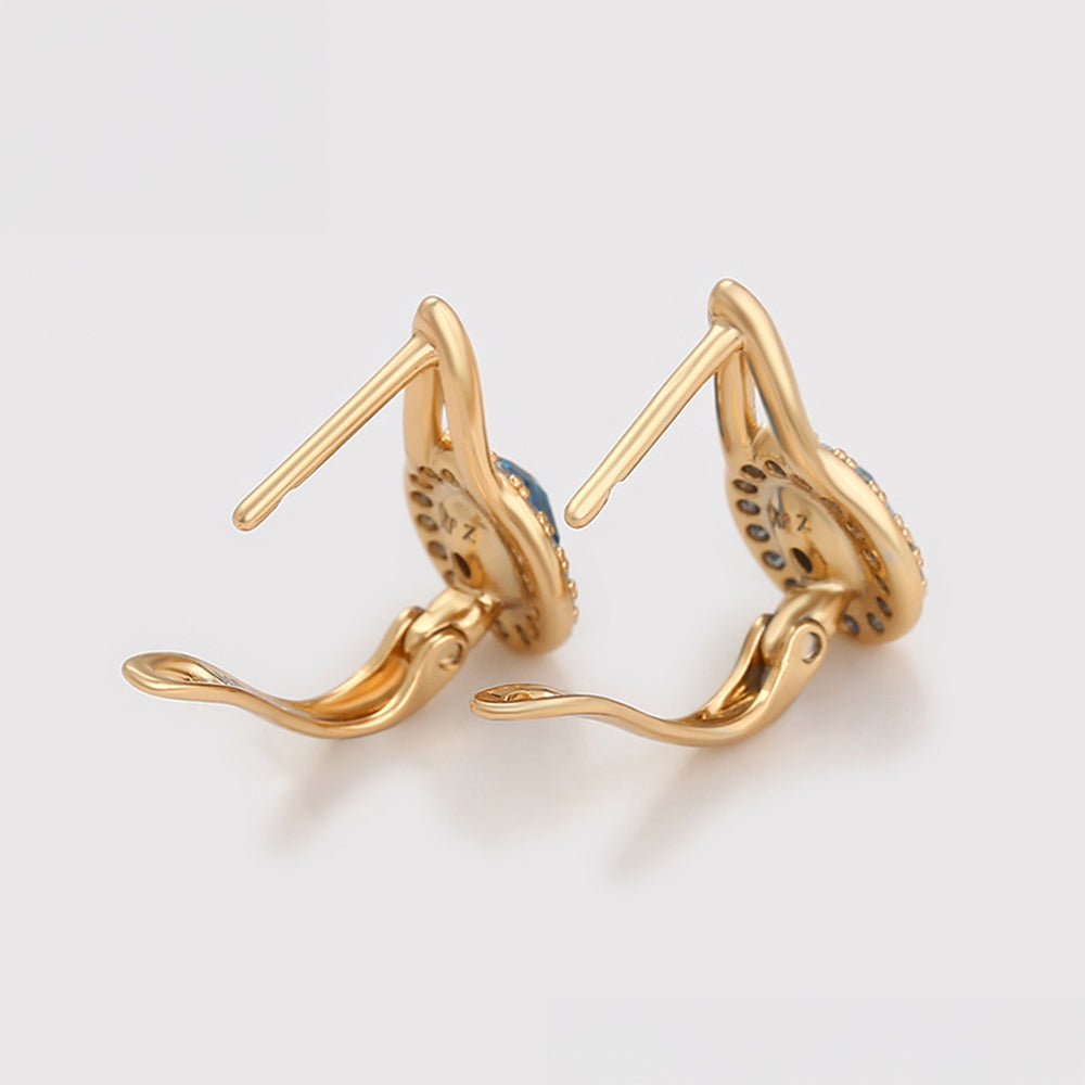 Kolczyki pozłacane z niebieskim kryształem emporia® i białym kryształem emporia® 7 