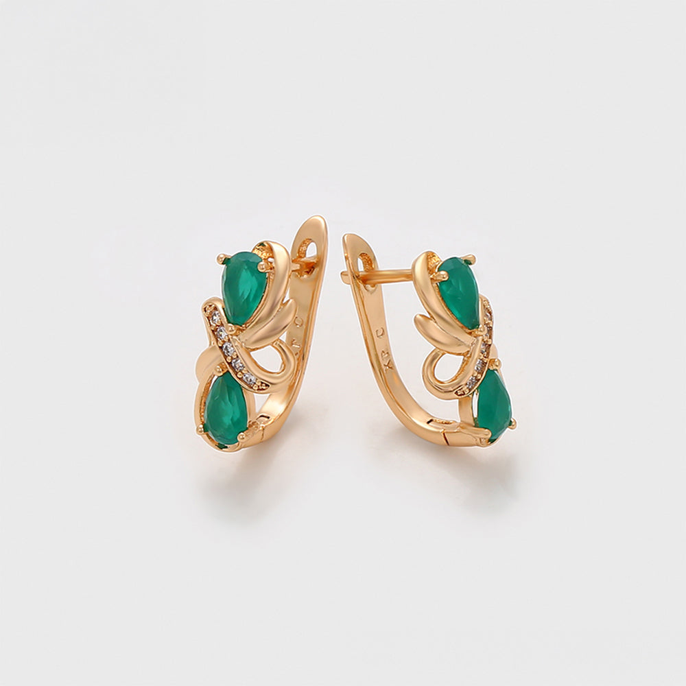 Kolczyki pozłacane z zielonym kryształem emporia®