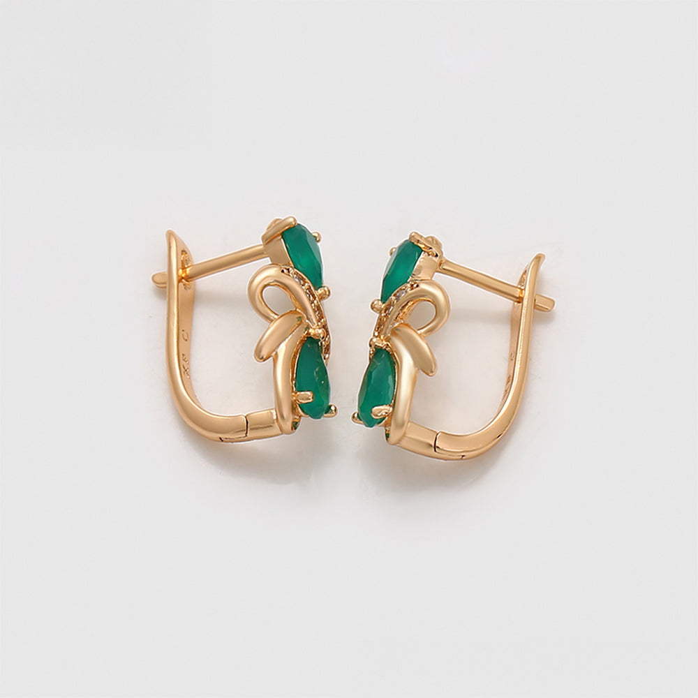 Kolczyki pozłacane z zielonym kryształem emporia® 7 