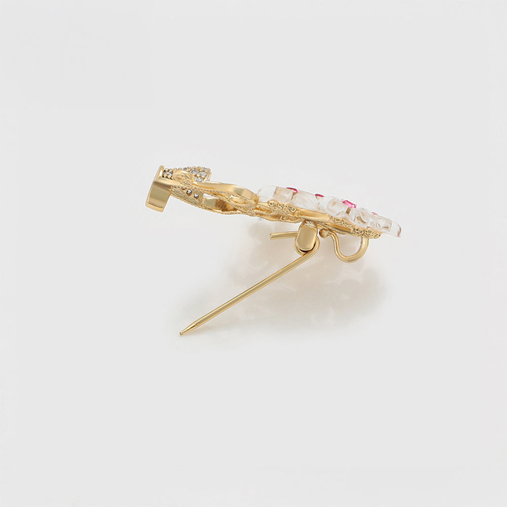 Broszka pozłacany z różowym kryształem emporia® i białym kryształem emporia® 6 