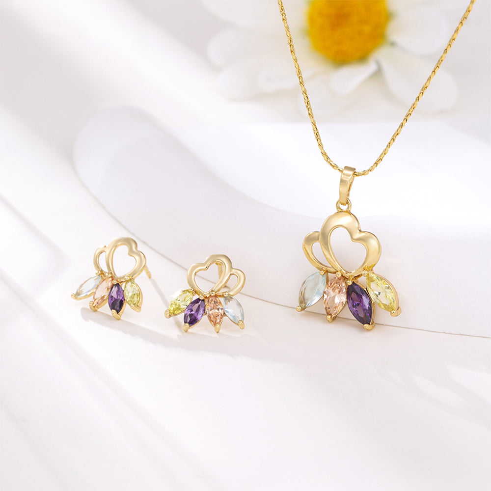 Zestaw pozłacane z purpurowym kryształem emporia® i białym kryształem emporia® ( Kolczyki+Zawieszka )