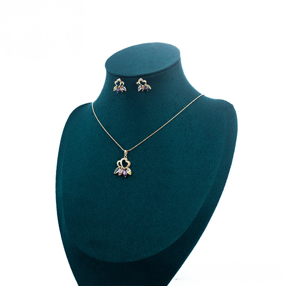 Zestaw pozłacane z purpurowym kryształem emporia® i białym kryształem emporia® ( Kolczyki+Zawieszka ) 8 