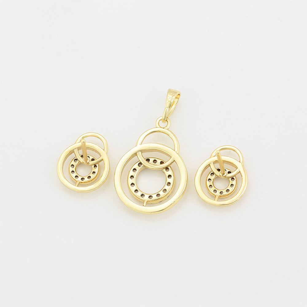 Zestaw pozłacane z białym kryształem emporia® ( Kolczyki+Zawieszka ) 3 