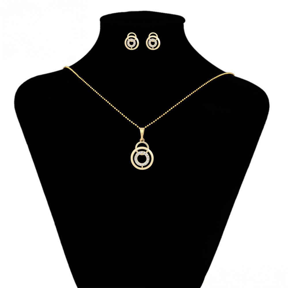 Zestaw pozłacane z białym kryształem emporia® ( Kolczyki+Zawieszka ) 6 