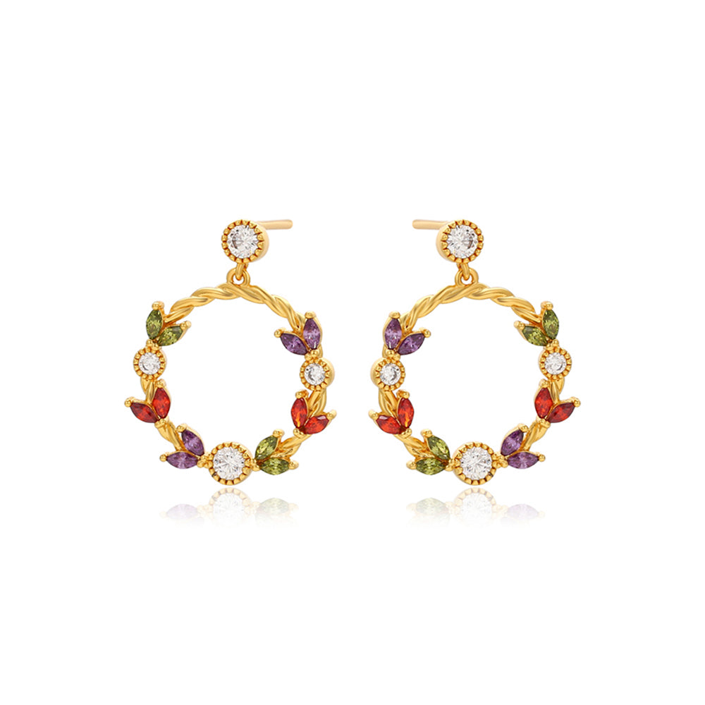 Kolczyki pozłacane z czerwonym kryształem emporia® i białym kryształem emporia®