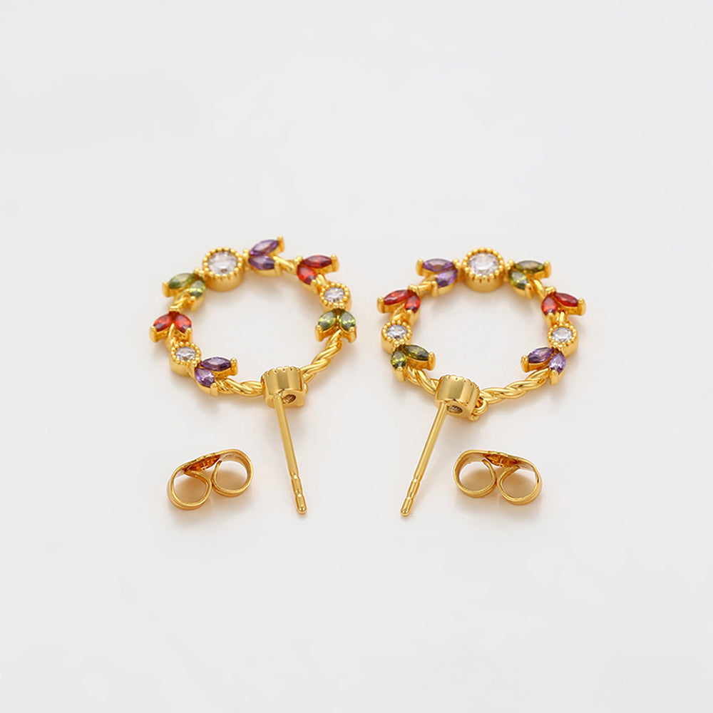 Kolczyki pozłacane z czerwonym kryształem emporia® i białym kryształem emporia®