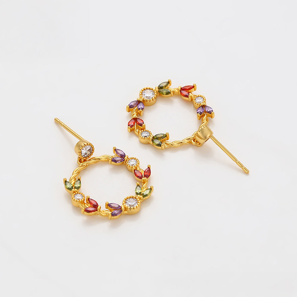 Kolczyki pozłacane z czerwonym kryształem emporia® i białym kryształem emporia® 6 