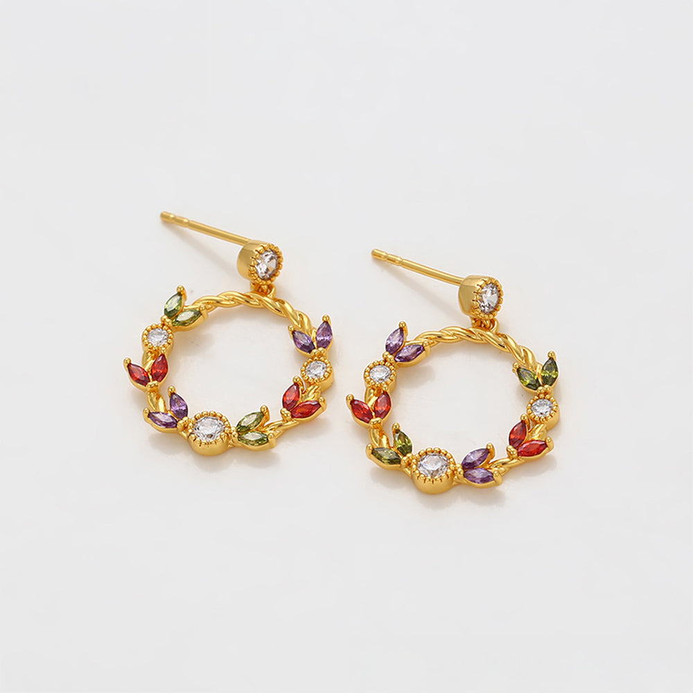 Kolczyki pozłacane z czerwonym kryształem emporia® i białym kryształem emporia® 1 