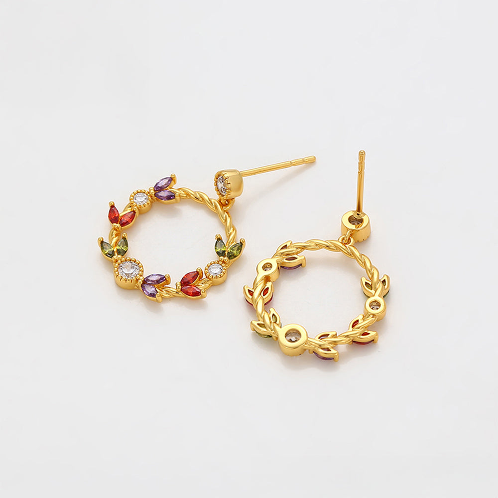 Kolczyki pozłacane z czerwonym kryształem emporia® i białym kryształem emporia® 7 