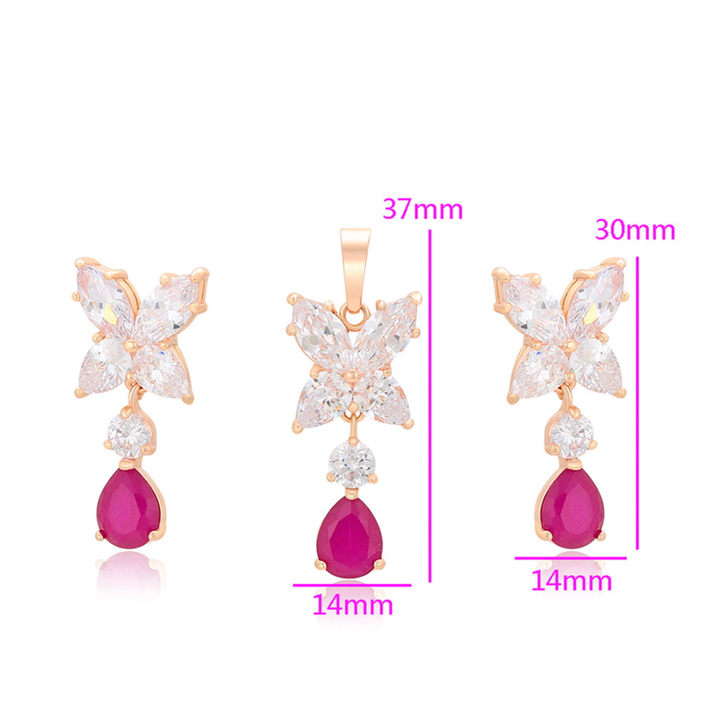 Zestaw pozłacane z różowym kryształem emporia® i białym kryształem emporia® ( Kolczyki+Zawieszka )