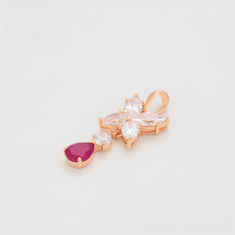 Zestaw pozłacane z różowym kryształem emporia® i białym kryształem emporia® ( Kolczyki+Zawieszka )