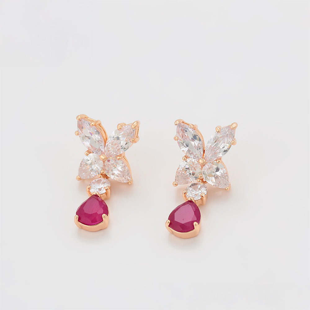 Zestaw pozłacane z różowym kryształem emporia® i białym kryształem emporia® ( Kolczyki+Zawieszka )