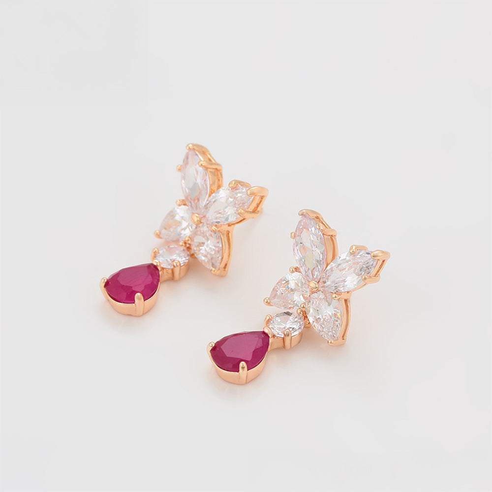 Zestaw pozłacane z różowym kryształem emporia® i białym kryształem emporia® ( Kolczyki+Zawieszka )