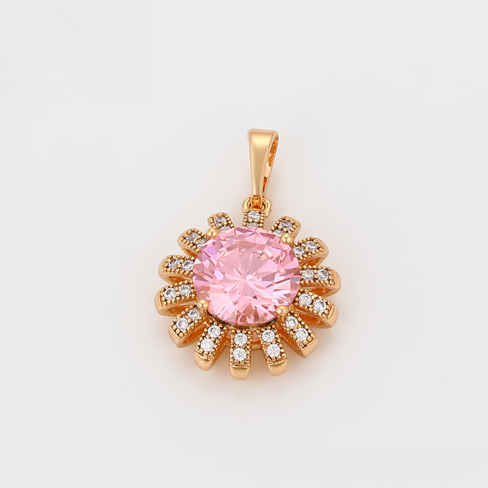 Zestaw pozłacane z różowym kryształem emporia® i białym kryształem emporia® ( Kolczyki+Pierścionek +Zawieszka ) 4 