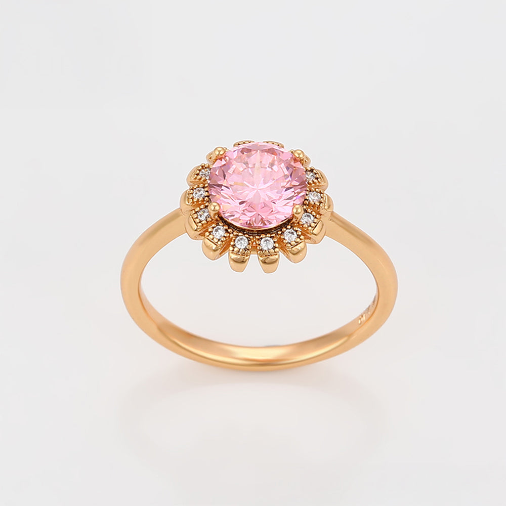 Zestaw pozłacane z różowym kryształem emporia® i białym kryształem emporia® ( Kolczyki+Pierścionek +Zawieszka ) 6 