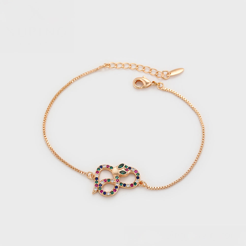 Bransoletka pozłacana z czerwonym kryształem emporia® i zielonym kryształem emporia® 3 