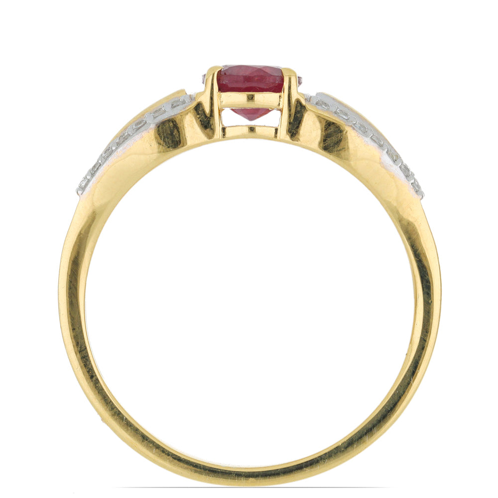 Pierścionek srebrny pozłacany z malgaskim rubinem i białym topazem