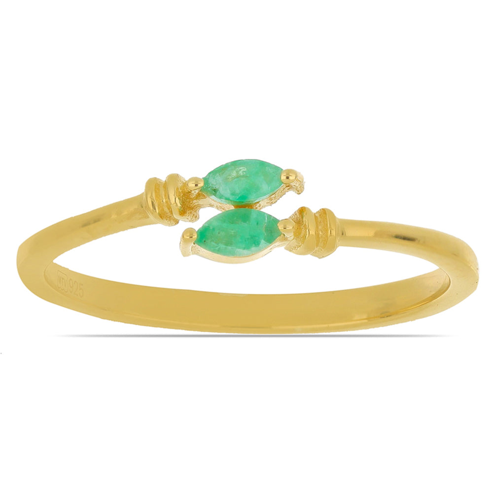 Pierścionek srebrny pozłacany z brazylijskim szmaragdem 2 