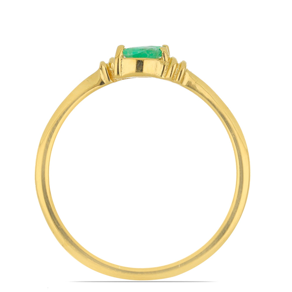 Pierścionek srebrny pozłacany z brazylijskim szmaragdem