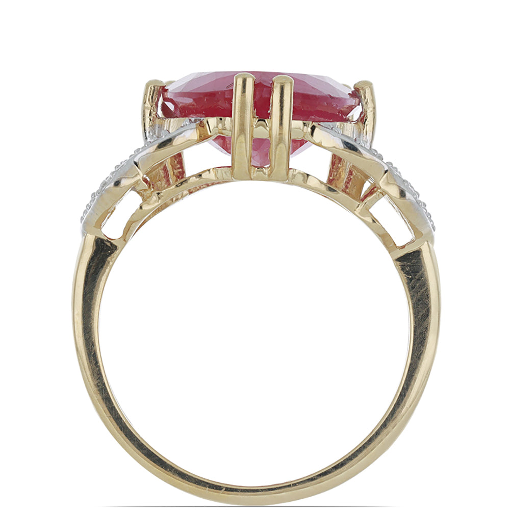 Pierścionek srebrny pozłacany z malgaskim rubinem i białym topazem