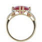 Pierścionek srebrny pozłacany z malgaskim rubinem i białym topazem