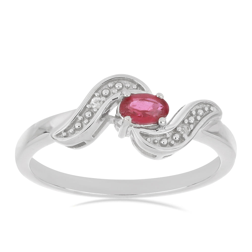 Pierścionek ze srebra próby 925 z malgaskim rubinem i białym topazem 2 