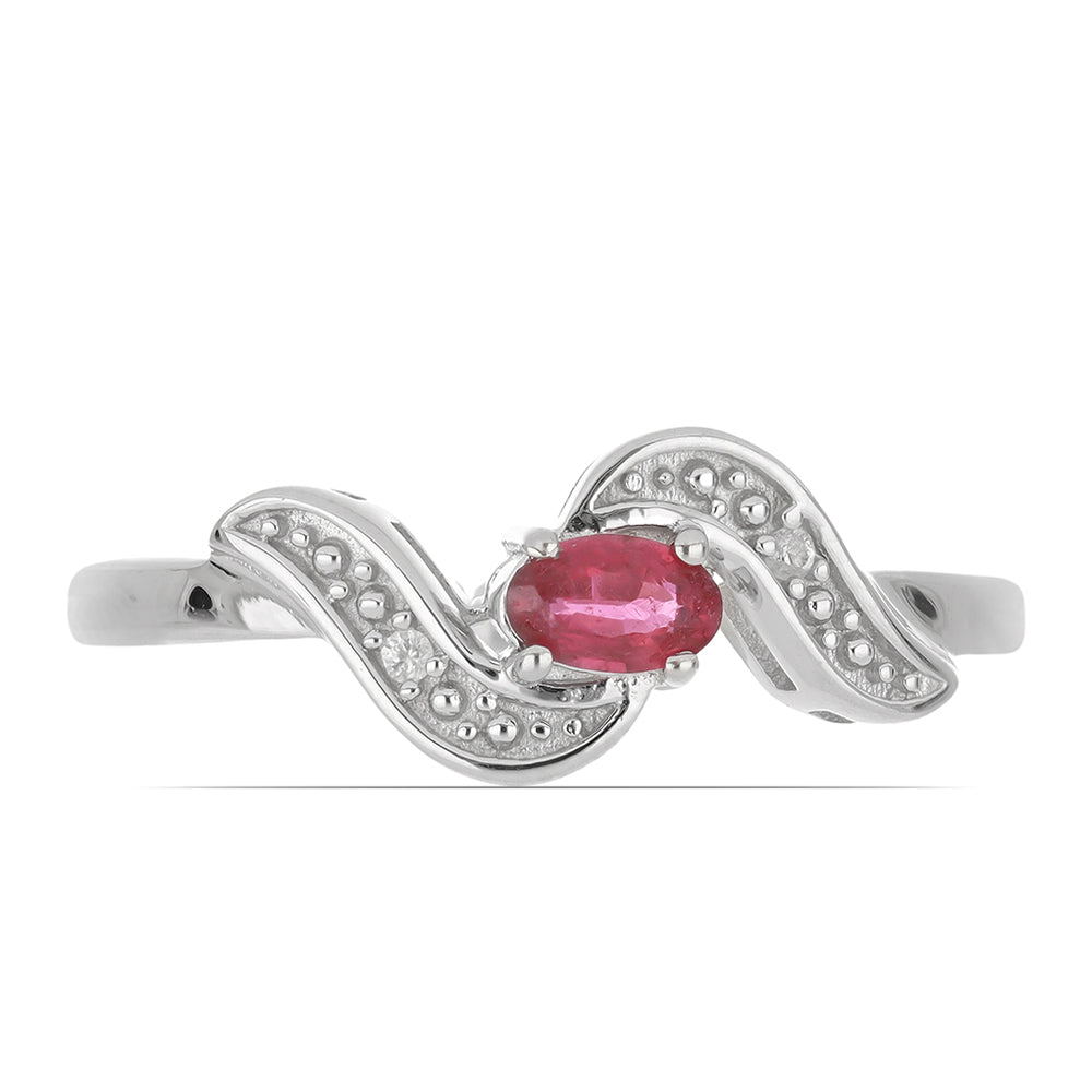 Pierścionek ze srebra próby 925 z malgaskim rubinem i białym topazem 1 