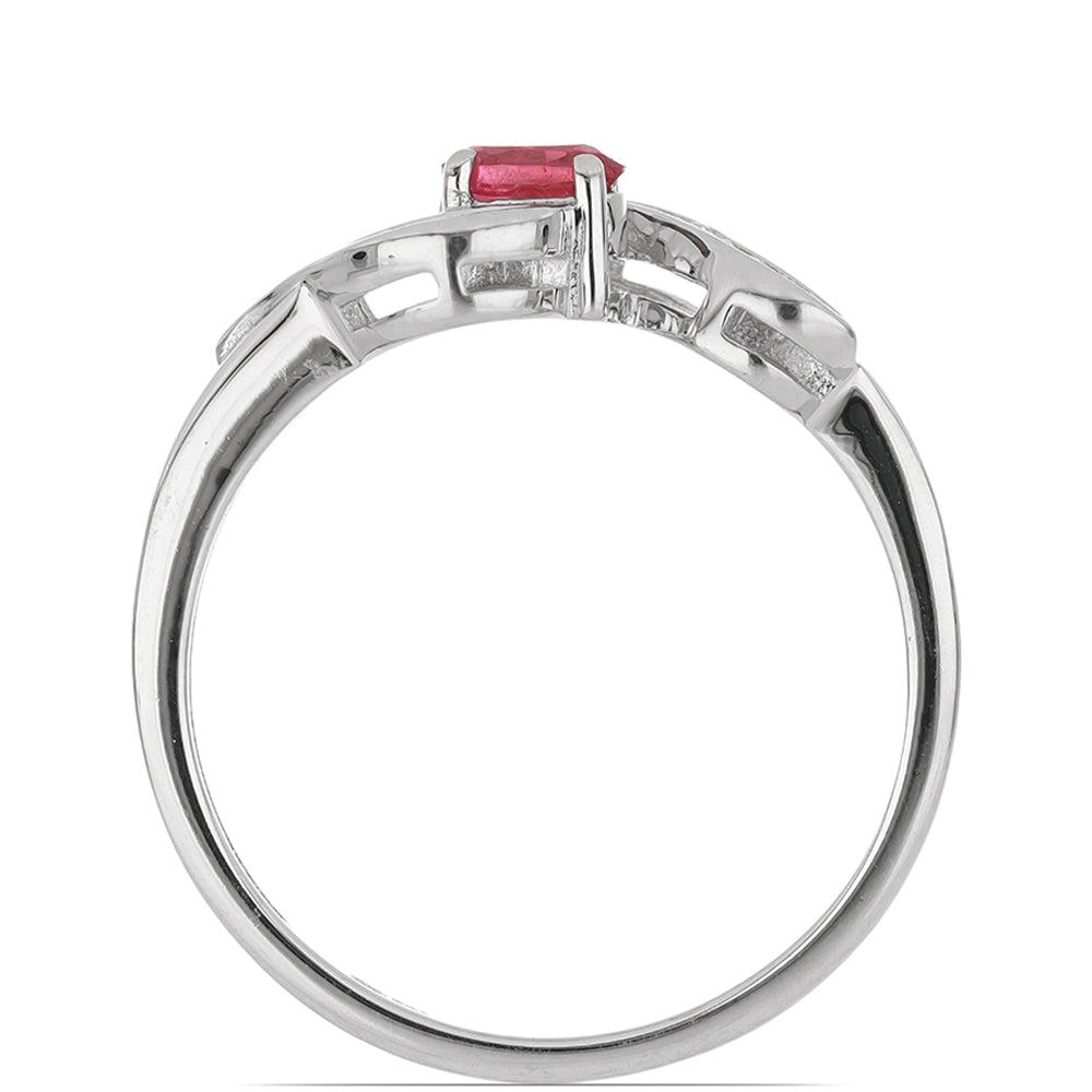Pierścionek ze srebra próby 925 z malgaskim rubinem i białym topazem