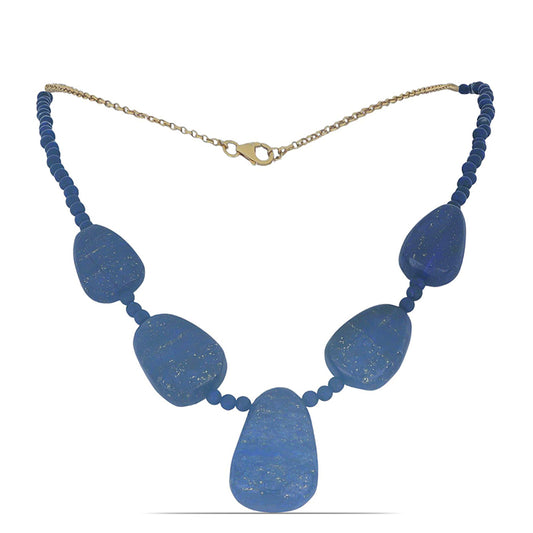 Naszyjnik srebrny pozłacany z lapis lazuli