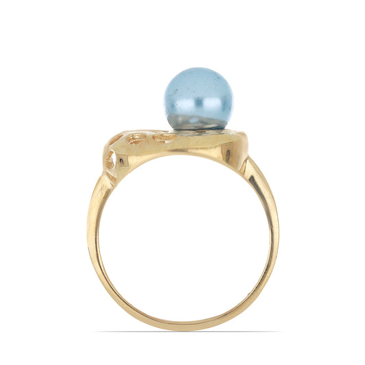 Pierścionek srebrny pozłacany z niebieskim perłą słodkowodną