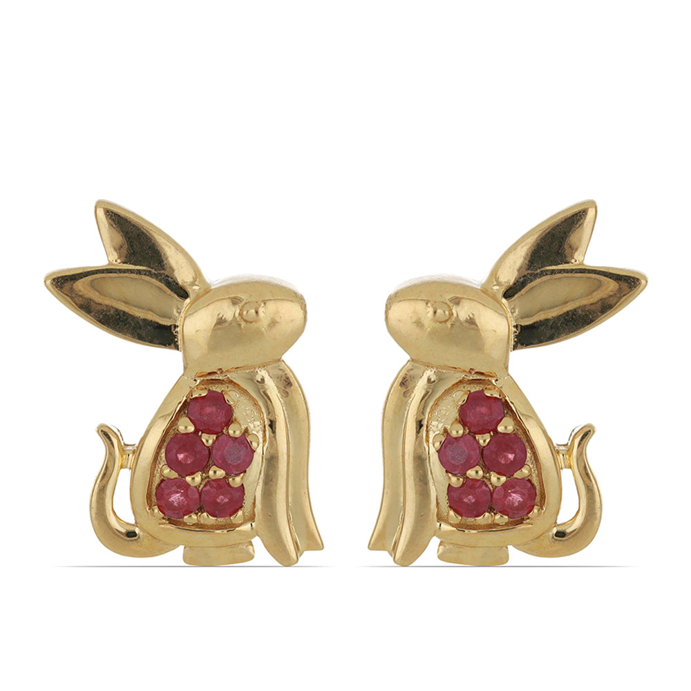 Kolczyki srebrne pozłacane z malgaskim rubinem 1 