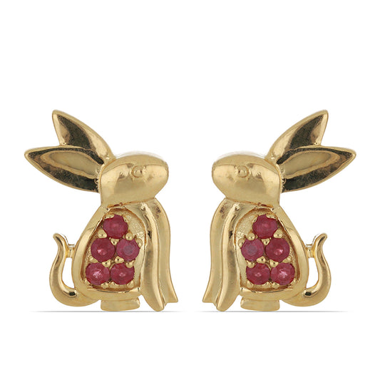 Kolczyki srebrne pozłacane z malgaskim rubinem