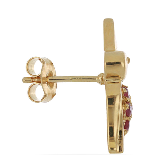 Kolczyki srebrne pozłacane z malgaskim rubinem