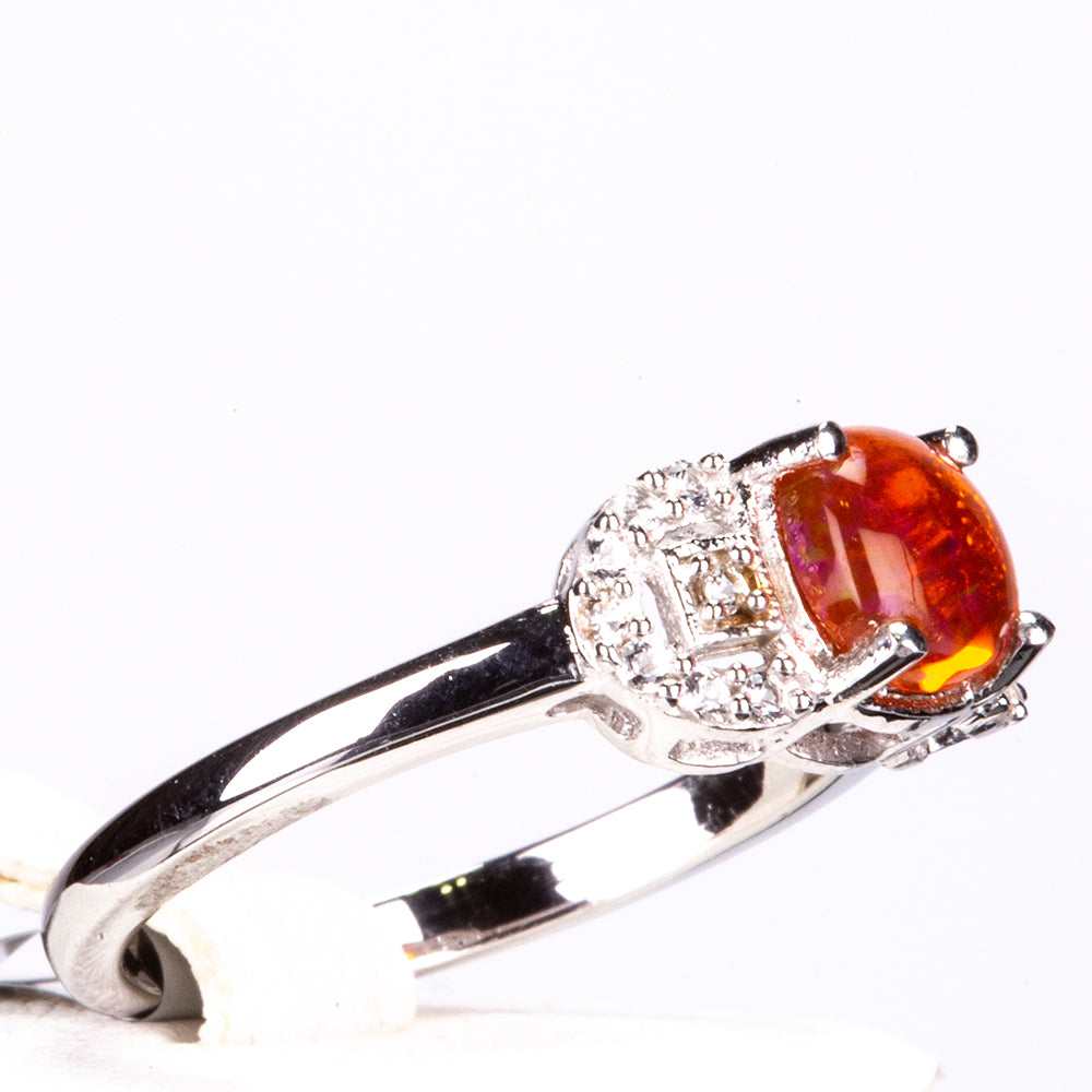 Pierścionek ze srebra próby 925 z pomarańczowym opalem i białym topazem 2 