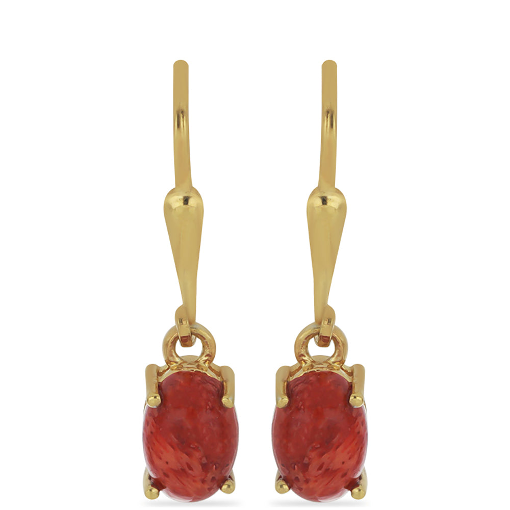 Kolczyki srebrne pozłacane z czerwoną gąbką koralową