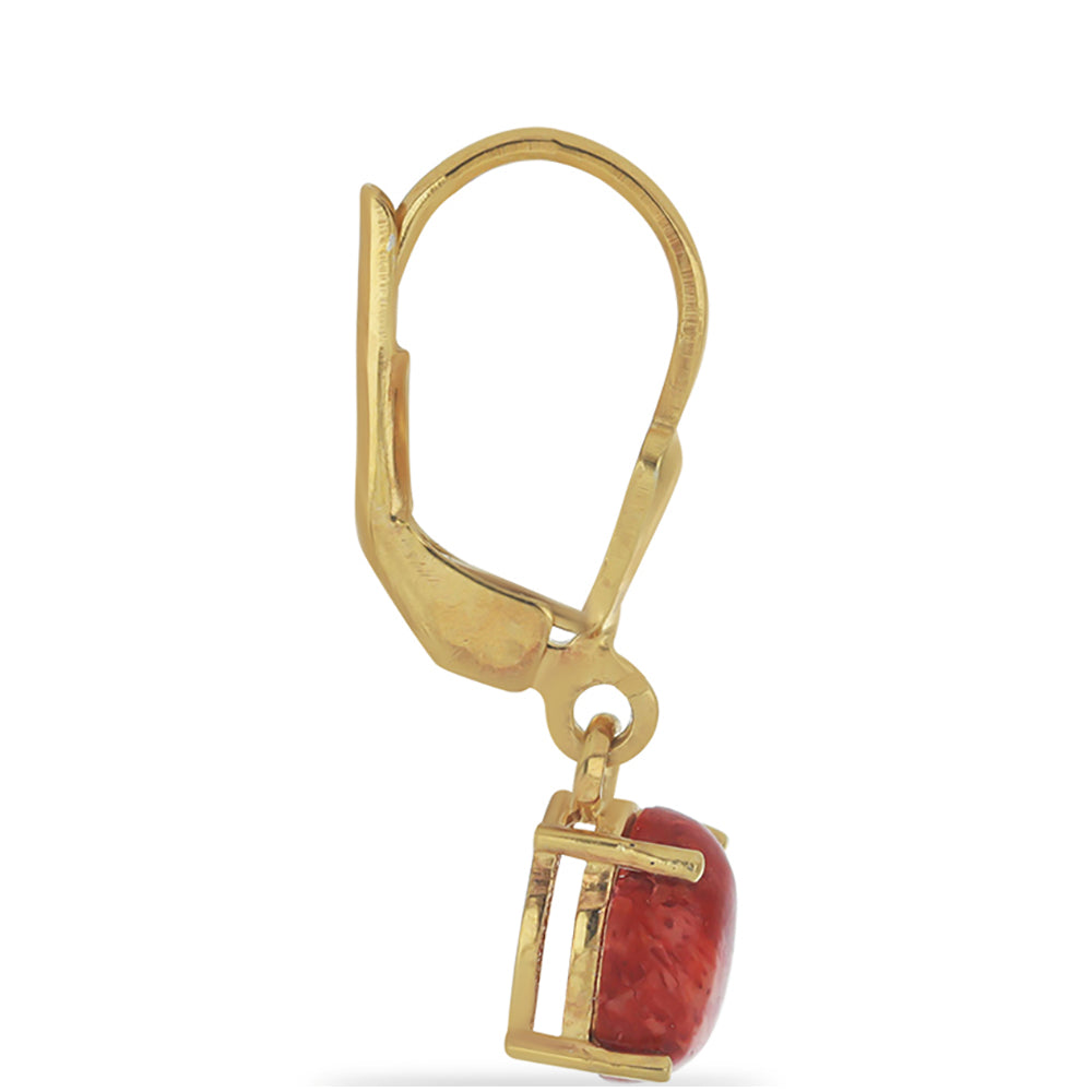 Kolczyki srebrne pozłacane z czerwoną gąbką koralową 2 