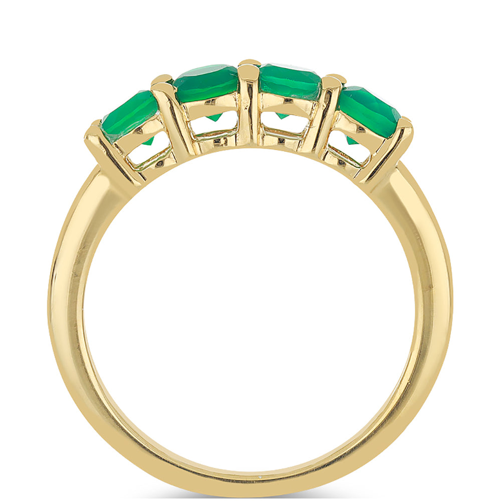 Pierścionek srebrny pozłacany z zielonym onyksem 2 