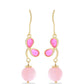 Kolczyki srebrne pozłacane z różowym opalem i różowym opalem